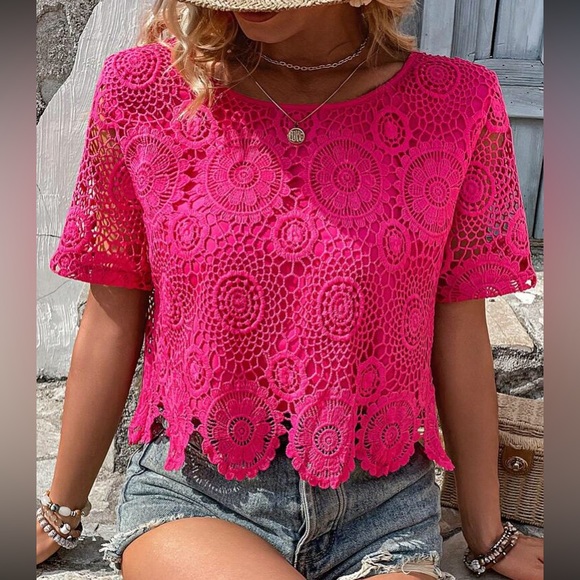 Boho scallop trim lace blouse - Picture 8 of 16